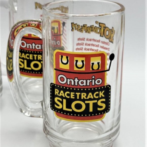 4 Set ONTARIO RACETRACK SLOTS Mugs Car Racing Derby Beer Mugs Vintage Beer Mug - Picture 3 of 3